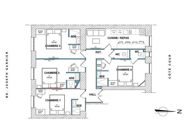 Colocation / Appartement 5 pièces de 72 m², Nice, Boulevard Joseph Garnier / Photo 7