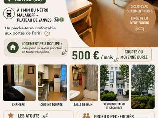 Room share / 2 rooms apartment · 52 m², Vanves, Rue Jean Bleuzen