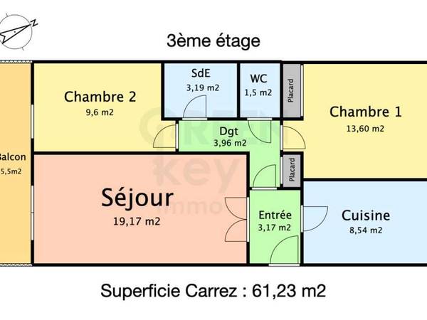 Location / Appartement 3 pièces de 61 m², Nantes, Allée Murillo / Photo 2