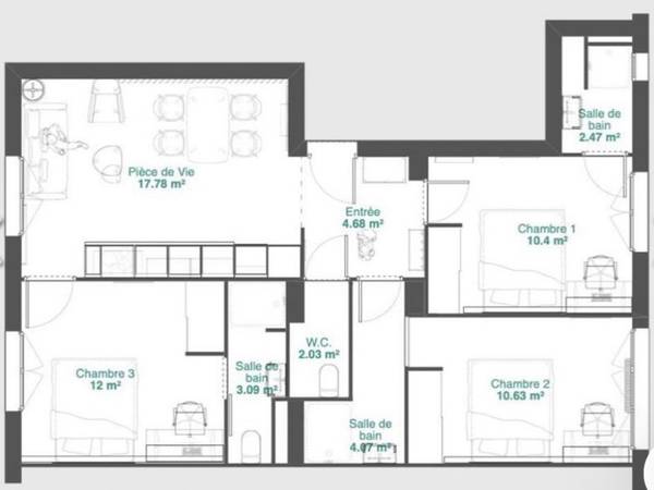Colocation / Appartement 4 pièces de 67 m², Troyes, Rue Jean Berthelin / Photo 17