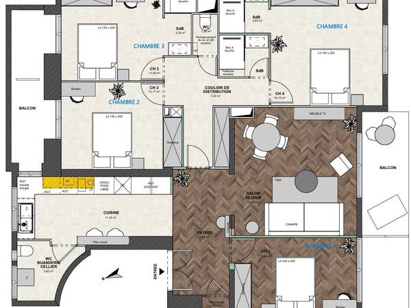 Colocation / Appartement 5 pièces de 108 m², Marseille, Rue de la Visitation / Photo 12