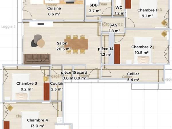 Colocation / Appartement 6 pièces de 85 m², Mérignac, Square des Bosquets / Photo 8