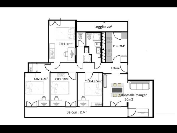 Flatsharing / 5-bedroom flat · 87 m², Talence, Rue de Suzon / Photo 11