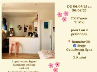 Sous-location / Appartement 1 pièce de 21 m², Les Lilas, Sentier Patigny