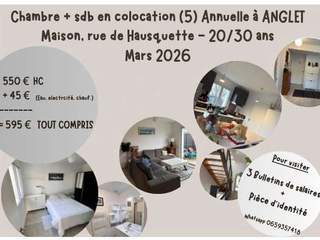 Flatsharing / 7-bedroom house · 164 m², Anglet, Rue de Hausquette