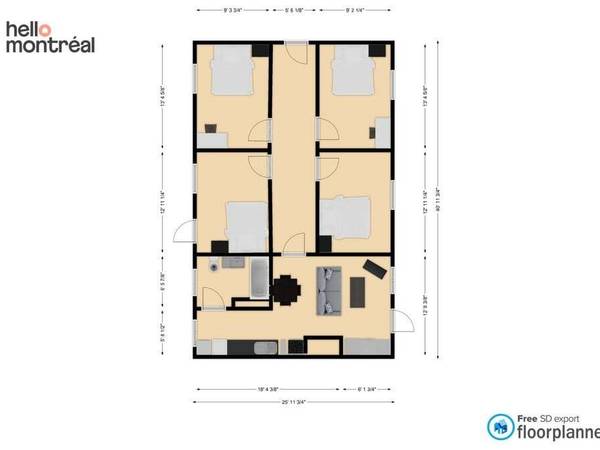 Coliving / Appartement 6 pièces de 60 m², Montréal, Rue Parthenais / Photo 11