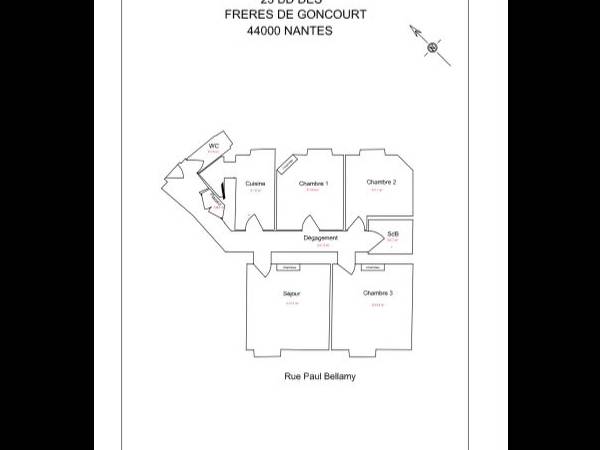 Colocation / Appartement 4 pièces de 73 m², Nantes, Boulevard des Frères de Goncourt / Photo 16