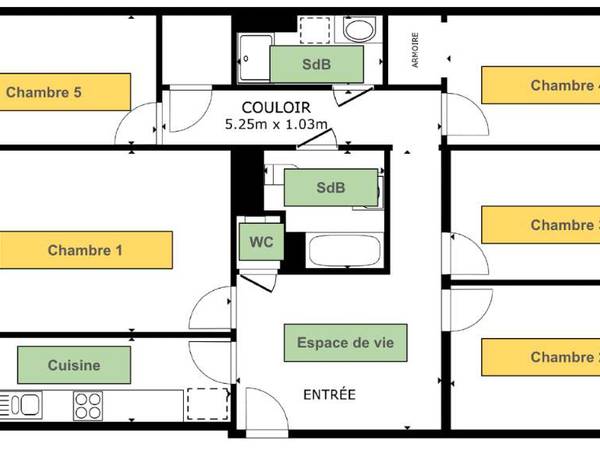 Coliving / Appartement 6 pièces de 114 m², Paris, Rue Vasco de Gama / Photo 16