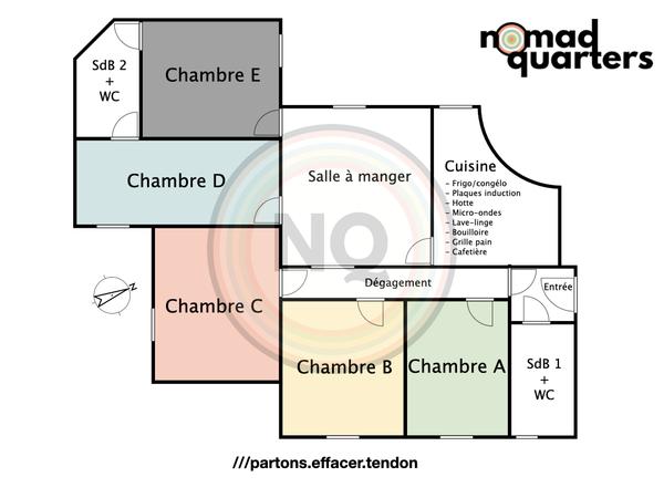 Colocation / Appartement 6 pièces de 107 m², Paris, Rue du Faubourg Saint-Denis / Photo 7
