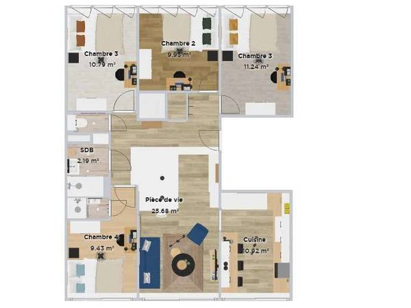 Colocation / Appartement 5 pièces de 82 m², Blois, Avenue du Maréchal Foch / Photo 2