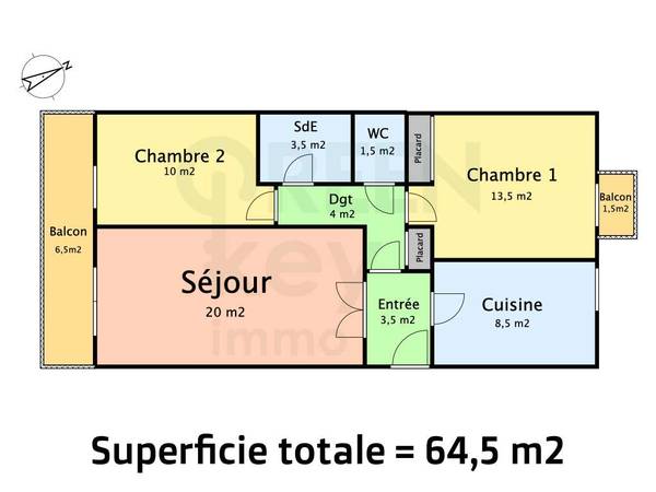 Location / Appartement 3 pièces de 61 m², Nantes, Allée Murillo / Photo 2