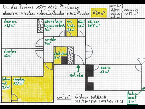 Colocation / Appartement 5 pièces de 96 m², Petit-Lancy, Chemin des Troènes / Photo 10