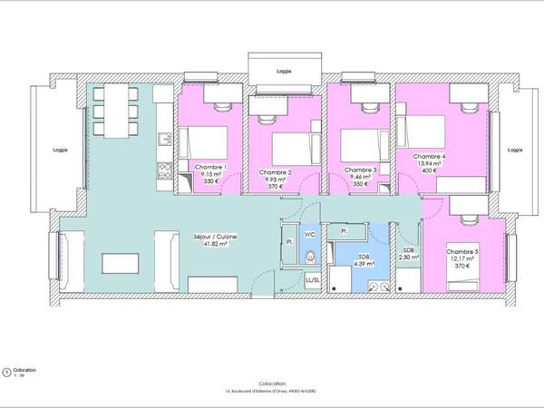 Flatsharing / 7-bedroom flat · 111 m², Angers, Boulevard d'Estienne d'Orves / Photo 3