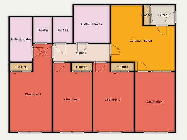 Colocation / Appartement 4 pièces de 91 m², Clichy, Rue Petit / Photo 5