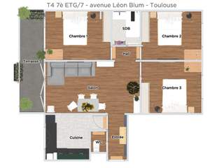 Flatsharing / 4-bedroom flat · 64 m², Toulouse, Avenue Léon Blum