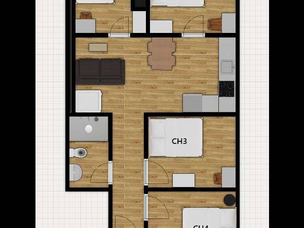 Colocation / Appartement 5 pièces de 65 m², Montréal, Rue Cartier / Photo 7