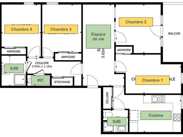 Coliving / Appartement 4 pièces de 98 m², Rouen, Rue du Champ des Oiseaux / Photo 14