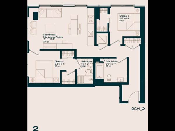 Colocation / Appartement 4 pièces de 82 m², Montréal, Rue Saint-Antoine Ouest / Photo 3