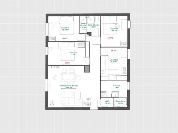 Colocation / Appartement 5 pièces de 86 m², Rennes, Square de Galicie / Photo 10