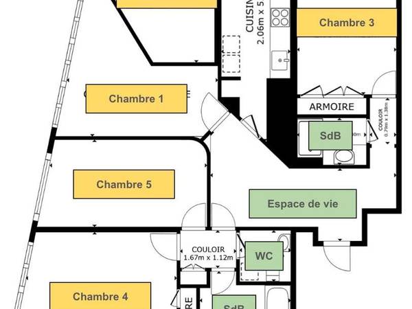 Coliving / Appartement 5 pièces de 110 m², Paris, Quai de Grenelle / Photo 17