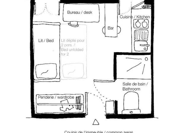 Sous-location / Immeuble 1 pièce de 15 m², Paris, Rue du Docteur Potain / Photo 14