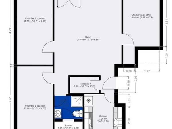 Colocation / Appartement 4 pièces de 75 m², Saint-Martin-d'Hères, Place de la Republique / Photo 8