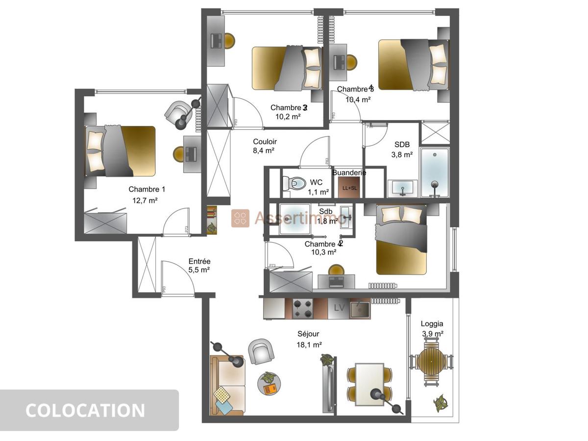 Appartement 5 pièces de 81 m² à Créteil | Colocation | 612€/mois photo 4
