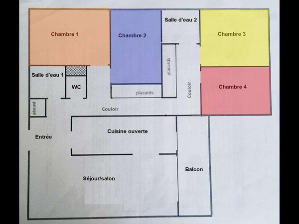 Colocation / Appartement 6 pièces de 97 m², Rennes, Boulevard du Portugal / Photo 12
