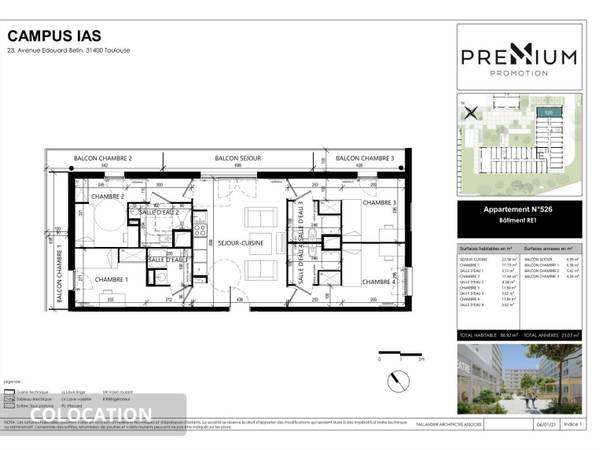 Colocation / Appartement 5 pièces de 86 m², Toulouse, Avenue Edouard Belin / Photo 2