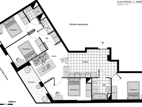 Colocation / Appartement 5 pièces de 82 m², Aubervilliers, Boulevard Félix Faure / Photo 2